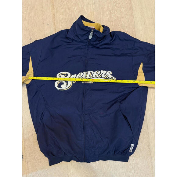 Milwaukee Brewers MLB Authentic Collection Blue Windbreaker Jacket Therma Base - Picture 7 of 8